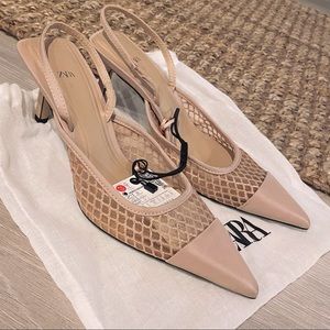 Mesh sling back heels